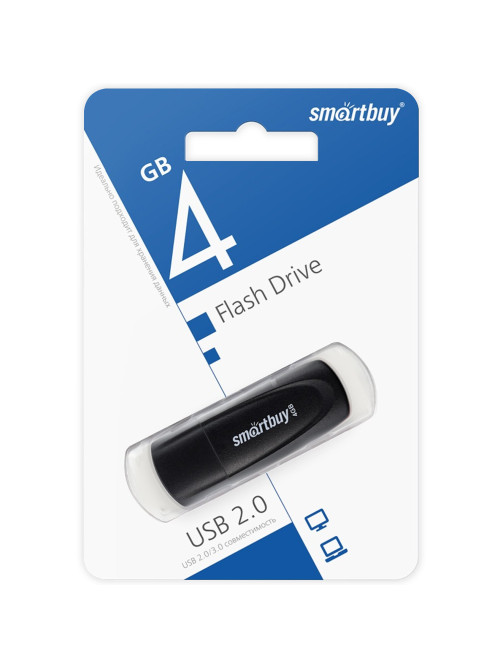 Флеш-диск 4 GB SMARTBUY Scout USB 2.0, черный, SB004GB2SCK