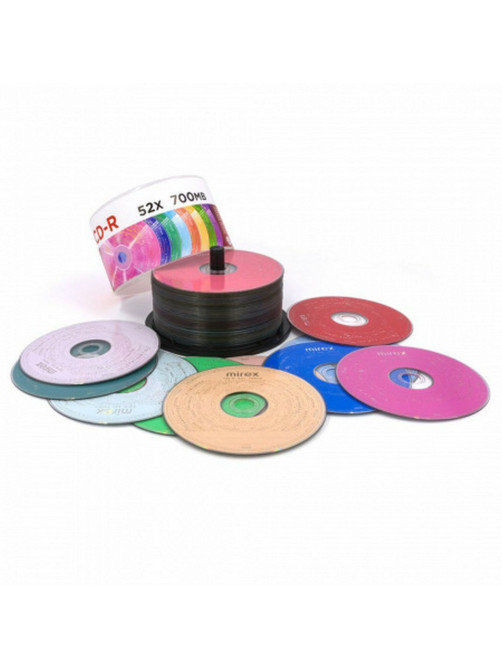 Диск CD-R MIREX Random Color, 700 Мб, 48x, Cake Box (упаковка на шпиле), КОМПЛЕКТ 50 шт., цветные, UL120009A8B