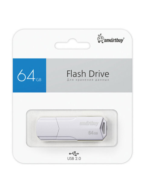 Флеш-диск 64 GB SMARTBUY Clue, USB 2.0, белый, SB64GBCLU-W