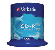 Диск CD-R VERBATIM 700 Mb 52х Cake Box (упаковка на шпиле), КОМПЛЕКТ 100 шт., 43411