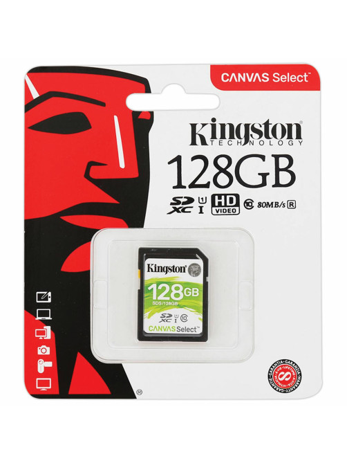 Карта памяти SDXC 128 GB KINGSTON Canvas Select Plus UHS-I U1, 100 Мб/сек (class 10), SDS2/128GB