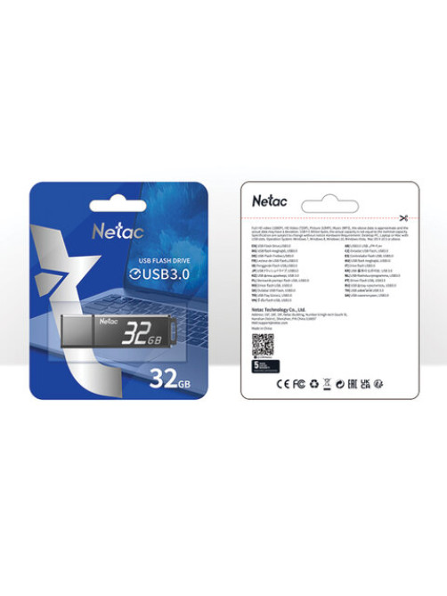 Флеш-диск 32 GB NETAC U351, USB 3.0, черный, NT03U351N-032G-30BK