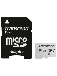 Карта памяти microSDXC 64 GB TRANSCEND UHS-I U1, 95 Мб/сек (class 10), адаптер, TS64GUSD300S-A