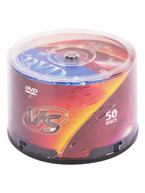 Диск DVD-R VS, 4,7 Гб, 16x, Cake Box (упаковка на шпиле), КОМПЛЕКТ 50 шт., VSDVDRCB5001