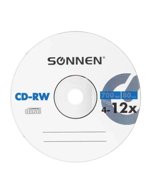 Диск CD-RW SONNEN, 700 Mb, 4-12x, Slim Case (1 штука), 512579