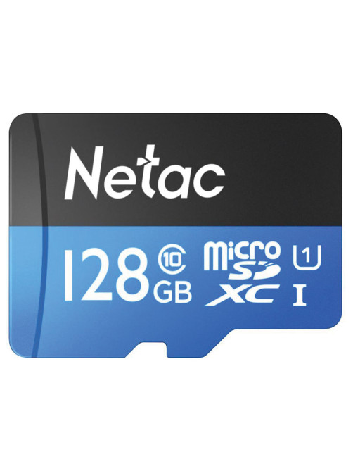 Карта памяти microSDXC 128 ГБ NETAC P500 Standard, UHS-I U1, 90 Мб/с (class 10), адаптер, NT02P500STN-128G-R