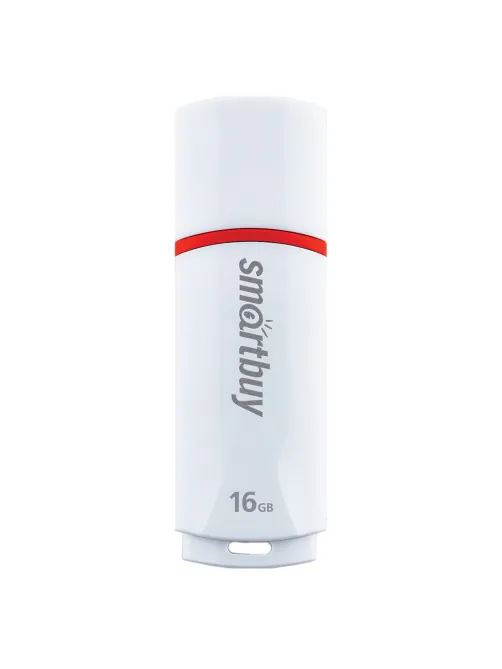 Флеш-диск 16 GB, SMARTBUY Crown, USB 2.0, белый, SB16GBCRW-W