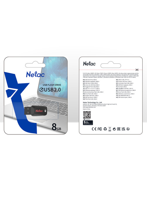 Флеш-диск 8GB NETAC U197, USB 2.0, черный, NT03U197N-008G-20BK