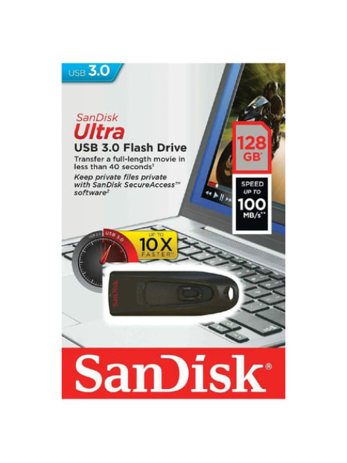 Флеш-диск 128 GB, SANDISK Cruzer Ultra, USB 3.0, черный, SDCZ48-128G-U46
