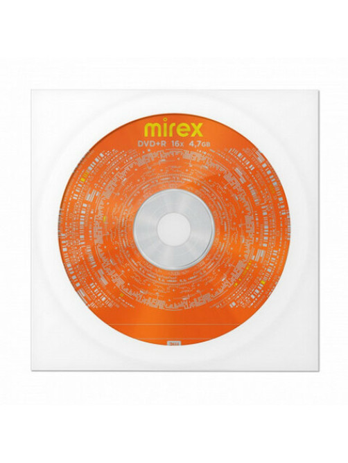 Диск DVD+R (плюс) MIREX, 4,7 ГБ, 16x, бумажный конверт, 1 штука, UL130013A1C