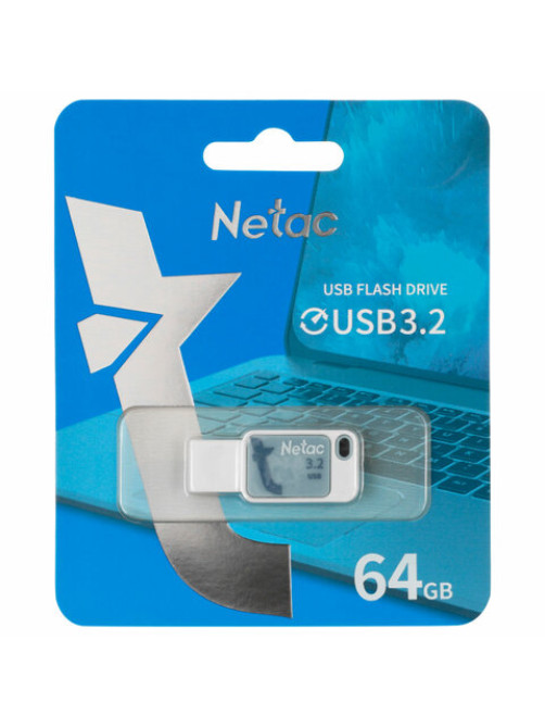 Флеш-диск 64 GB NETAC UA31, USB 3.2, голубой, NT03UA31N-064G-32BL
