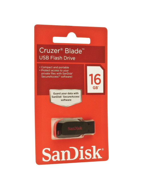 Флеш-диск 16 GB, SANDISK Cruzer Blade, USB 2.0, черный, SDCZ50-016G-B35