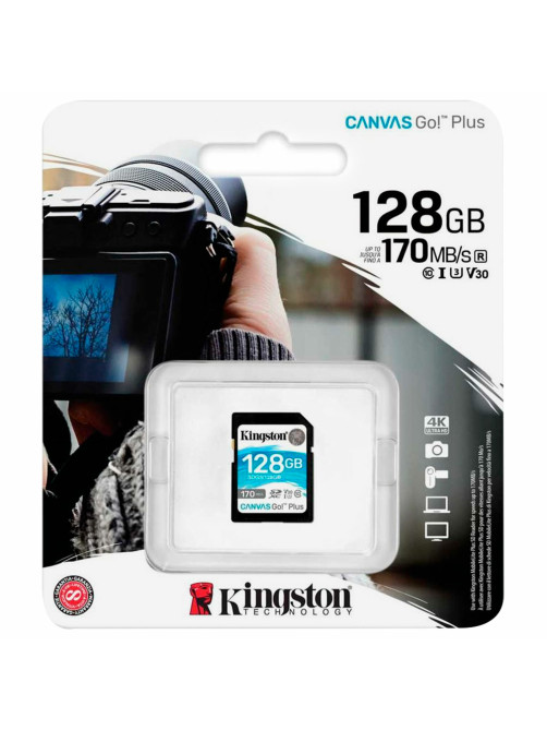 Карта памяти SDXC 128GB KINGSTON Canvas Go Plus, UHS-I U3, 170 Мб/с (class 10), SDG3/128GB