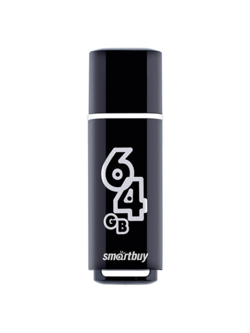 Флеш-диск 64 GB, SMARTBUY Glossy, USB 2.0, черный, SB64GBGS-K