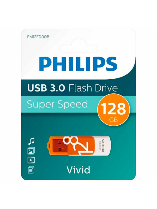 Флеш-диск 128 GB PHILIPS VIVID, разъем USB 3.0, желтый, FM12FD00B/97