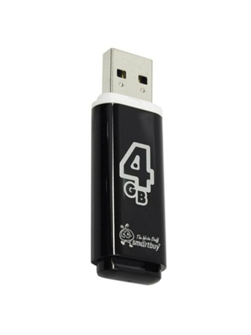 Флеш-диск 4 GB, SMARTBUY Glossy, USB 2.0, черный, SB4GBGS-K