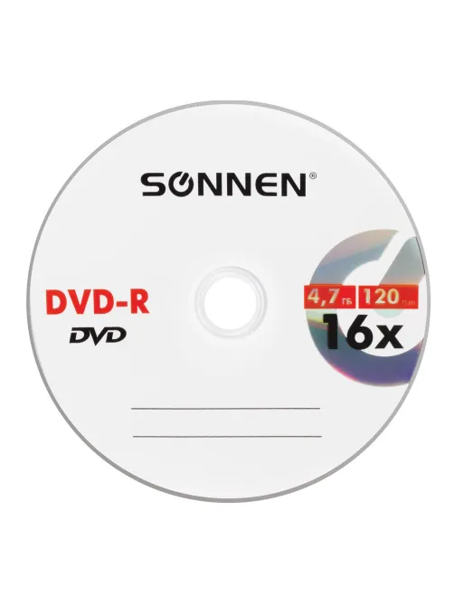 Диск DVD-R SONNEN, 4,7 Gb, 16x, Slim Case (1 штука), 512575