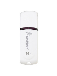 Флеш-диск 16 GB, SMARTBUY Paean, USB 2.0, белый, SB16GBPN-W