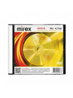 Диск DVD-R MIREX, 4,7 ГБ, 16x, Slim Case, 1 штука, UL130003A1S