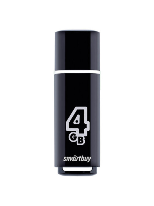 Флеш-диск 4 GB, SMARTBUY Glossy, USB 2.0, черный, SB4GBGS-K