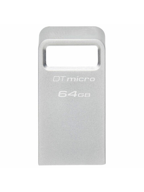 Флеш-диск 64 GB, KINGSTON DataTraveler Micro USB 3.2, металлический корпус, серебристый, DTMC3G2/64GB