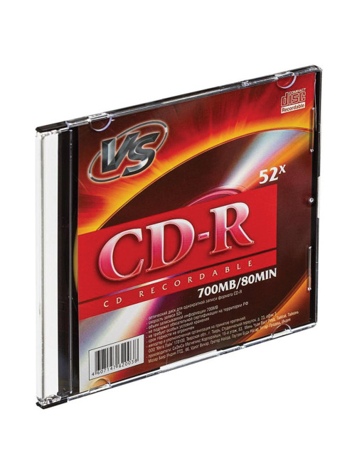 Диск CD-R VS, 700 Мб, 52x, Slim Case, КОМПЛЕКТ 5 шт., VSCDRSL501
