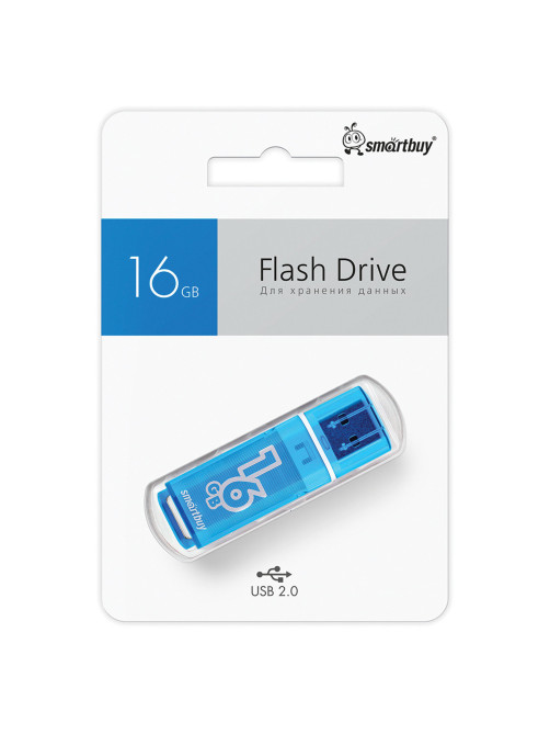 Флеш-диск 16 GB, SMARTBUY Glossy, USB 2.0, синий, SB16GBGS-B