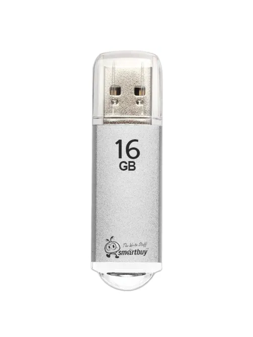 Флеш-диск 16 GB, SMARTBUY V-Cut, USB 2.0, металлический корпус, серебристый, SB16GBVC-S