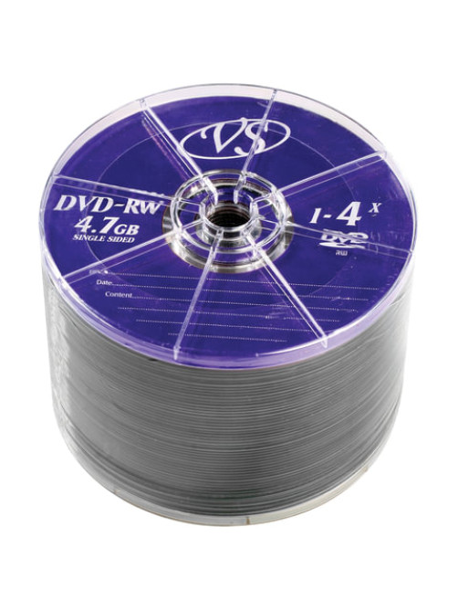 Диск DVD-RW VS 4,7 Gb 4x Bulk (термоусадка без шпиля), КОМПЛЕКТ 50 шт., VSDVDRWB5001