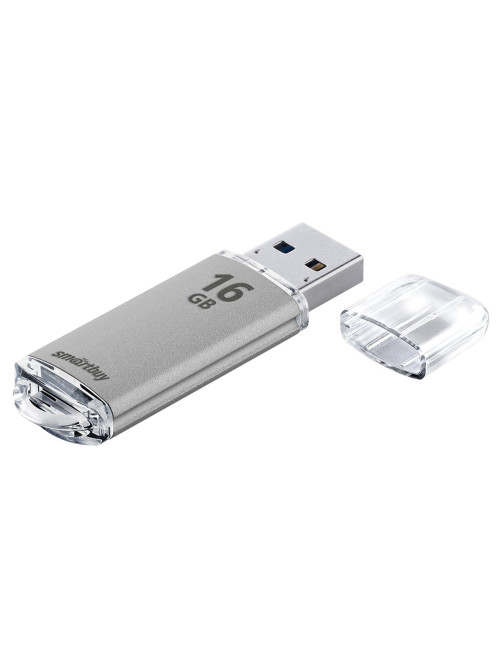 Флеш-диск 16 GB, SMARTBUY V-Cut, USB 2.0, металлический корпус, серебристый, SB16GBVC-S