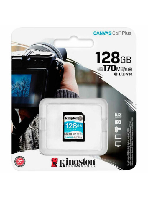 Карта памяти SDXC 128GB KINGSTON Canvas Go Plus, UHS-I U3, 170 Мб/с (class 10), SDG3/128GB