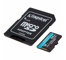 Карта памяти microSDXC 64GB KINGSTON Canvas Go Plus UHS-I U3, 170 Мб/с (class 10), SDCG3/64GB