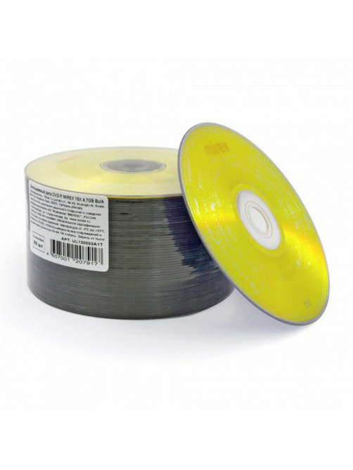 Диск DVD-R MIREX, 4,7 Гб, 16x, Bulk (термоусадка без шпиля), КОМПЛЕКТ 50 шт., UL130003A1T
