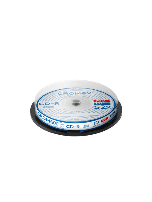 Диск CD-R CROMEX (КРОМЕКС), 700 Mb, 52x, Cake Box (упаковка на шпиле), КОМПЛЕКТ 10 шт., 514303