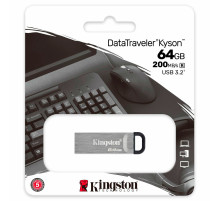 Флеш-диск 64 GB KINGSTON DataTraveler Kyson, разъем USB 3.2, серебряный, DTKN/64GB
