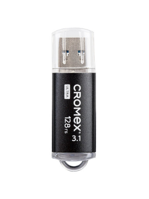 Флеш-диск 128 GB, CROMEX (КРОМЕКС) Ultra USB 3.1, металлический корпус, черный, 514165