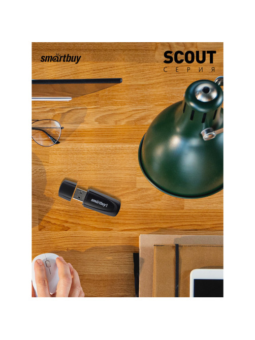 Флеш-диск 4 GB SMARTBUY Scout USB 2.0, черный, SB004GB2SCK