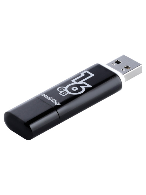 Флеш-диск 16 GB, SMARTBUY Glossy, USB 2.0, черный, SB16GBGS-K