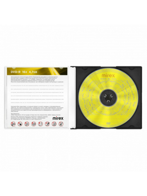 Диск DVD-R MIREX, 4,7 ГБ, 16x, Slim Case, КОМПЛЕКТ 5 шт., UL130003A1F