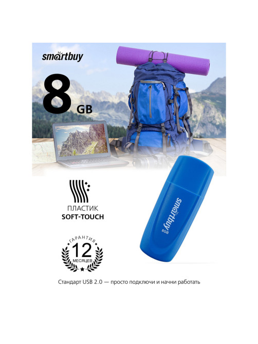 Флеш-диск 8 GB SMARTBUY Scout USB 2.0, синий, SB008GB2SCB