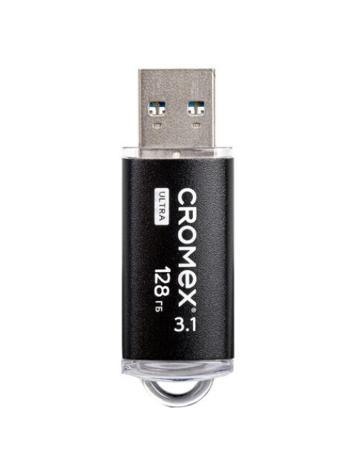 Флеш-диск 128 GB, CROMEX (КРОМЕКС) Ultra USB 3.1, металлический корпус, черный, 514165