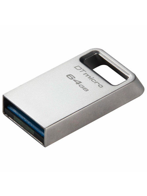 Флеш-диск 64 GB, KINGSTON DataTraveler Micro USB 3.2, металлический корпус, серебристый, DTMC3G2/64GB