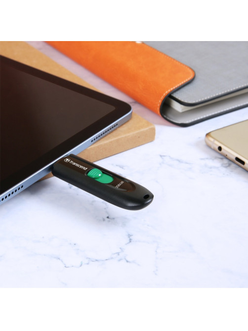 Флеш-диск 128 GB TRANSCEND JetFlash 790C, разъем USB Type-С, черный/зеленый, TS128GJF790C