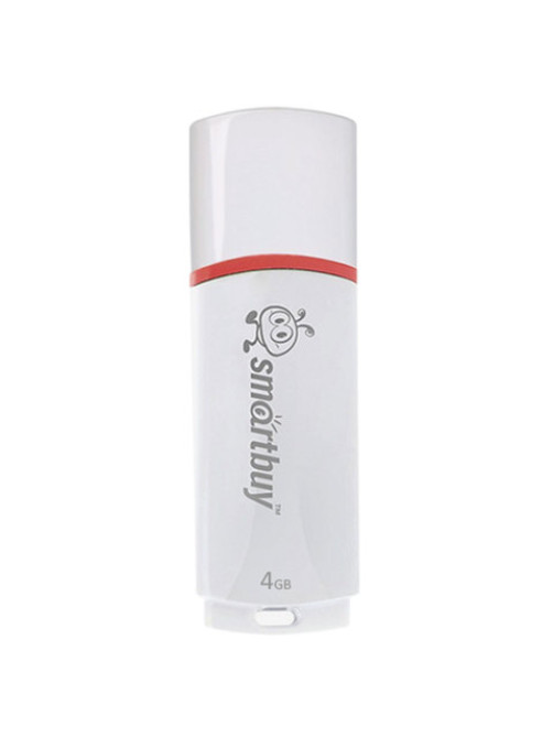 Флеш-диск 4 GB, SMARTBUY Crown, USB 2.0, белый, SB4GBCRW-W
