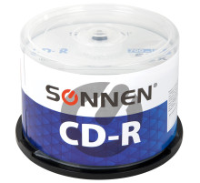 Диск CD-R SONNEN 700 Mb 52x Cake Box (упаковка на шпиле), КОМПЛЕКТ 50 шт., 512570