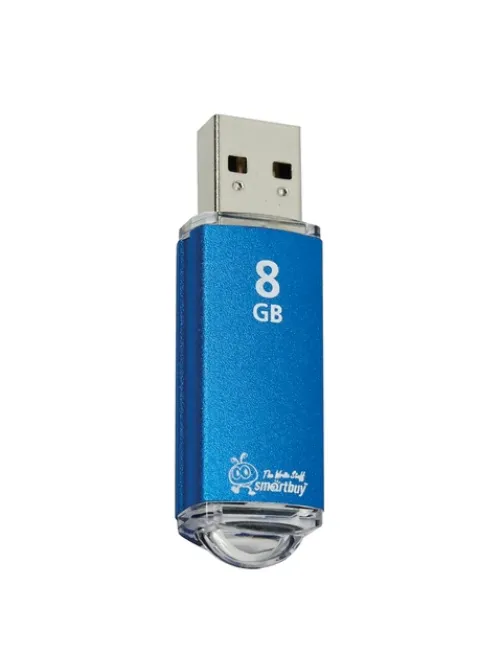 Флеш-диск 8 GB, SMARTBUY V-Cut, USB 2.0, металлический корпус, синий, SB8GBVC-B