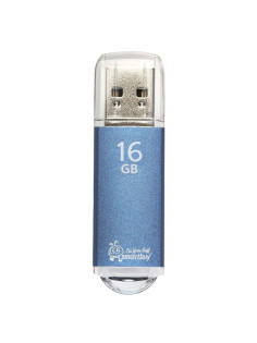 Флеш-диск 16 GB, SMARTBUY V-Cut, USB 2.0, металлический корпус, синий, SB16GBVC-B
