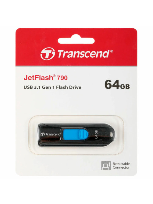 Флеш-диск 64 GB TRANSCEND JetFlash 790, USB 3.1, черный, TS64GJF790K