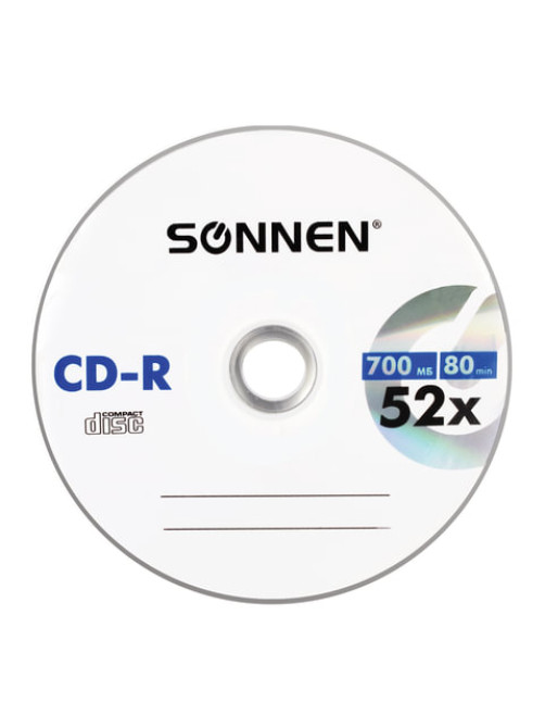 Диск CD-R SONNEN, 700 Mb, 52x, Slim Case (1 штука), 512572