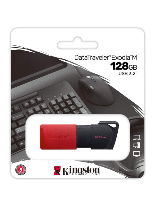 Флеш-диск 128GB KINGSTON DataTraveler Exodia M, разъем USB 3.2, черный/красный, DTXM/128GB